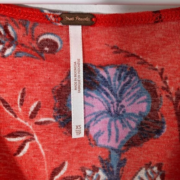 Womens Free People Isabella Oversized V Neck Boho Tunic Top Floral XS - Picture 7 of 7